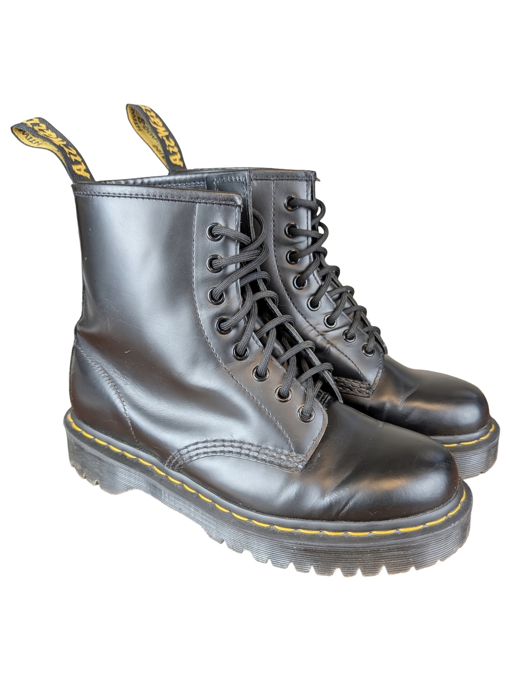 Dr Martens Bex 1460 Black Leather 8 Eye Combat Boots W8 M7 Punk Grunge Goth